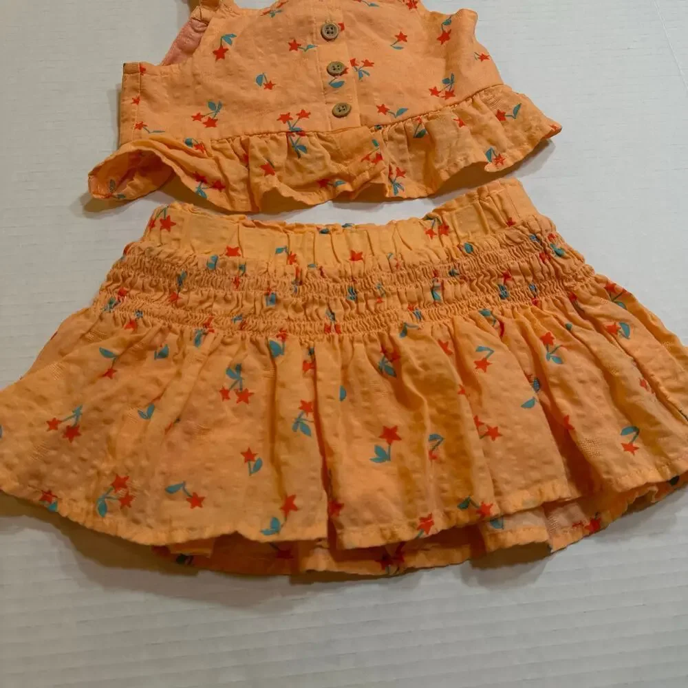 Cat and Jack Baby Girl Summer Outfit sz 12 m Two Piece Matching Set